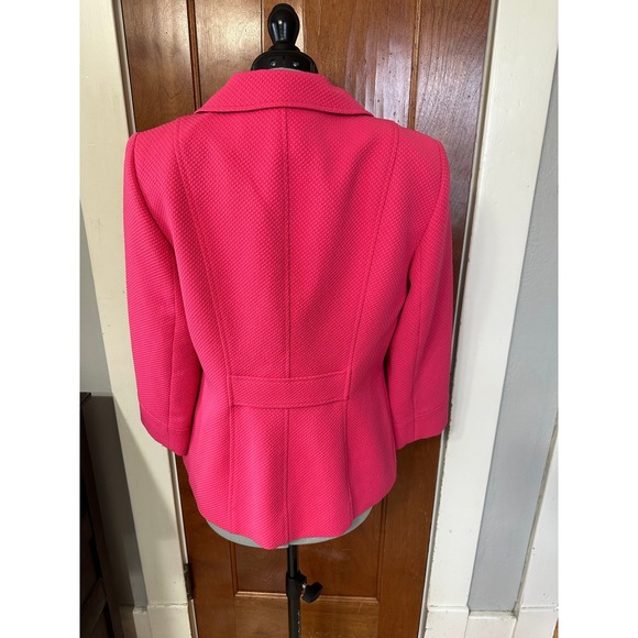 LOUBEN Hot Pink Textured Blazer Jacket Women's Size 8 Button Front - Picture 3 of 10
